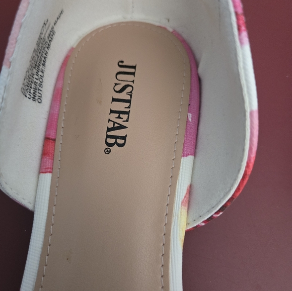 Just Fab Steal The Show Pink Floral Faux Leather D'Orsay Flats 7.5 (Runs Big) - Picture 11 of 12